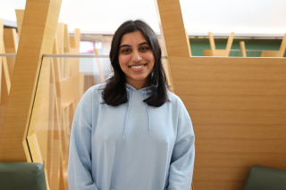 Honors student Neha Dantuluri poses for a photo in the Judy Genshaft Honors College building