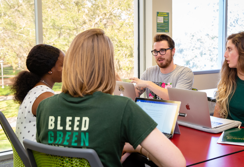 Students engaged in a group meeting