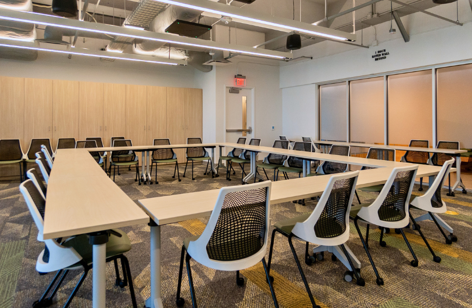 Sandbox classroom with a square table formation