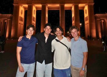 Image of Judy Genshaft Honors College students in Germany linking to the Germany Innovation in Engineering study abroad program webpage.