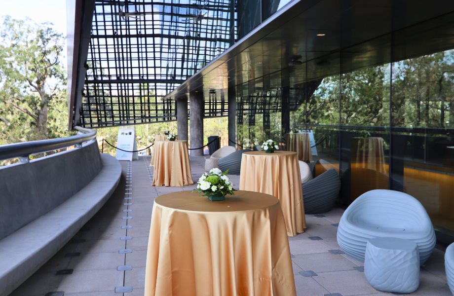 terrace with cocktail tables