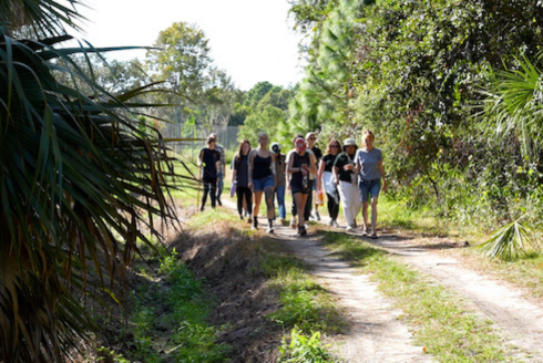 Students in the American Thinkers Wilderness class on a hike at Boyd Hill Nature Preserve 