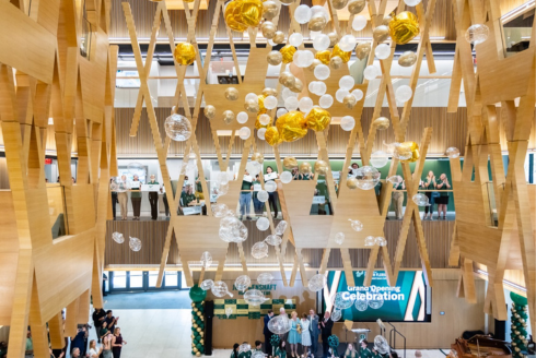 USF students celebrate the Grand Opening of the new Judy Genshaft Honors College building