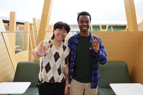Honors students O'Carson Fils and Yuki Shao.