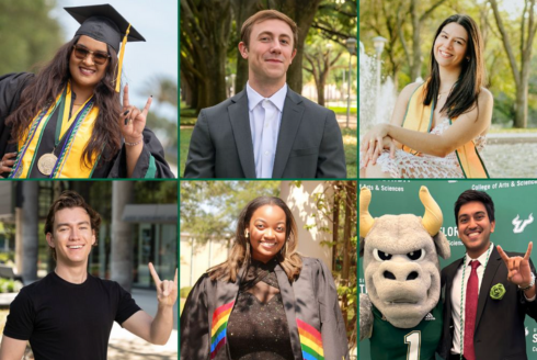 Graphic featuring the six spring 2024 CAS graduates