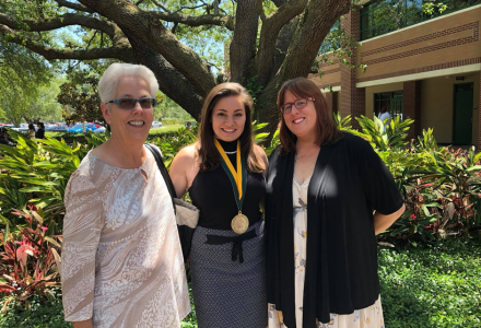 Casey Farrell smiles at graduation