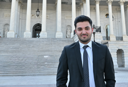USF student Chris Oueis stands outside of the capitol building in Washington D.C.