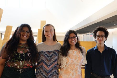 Photo of Honors Graduates Mridula Sing, Audra Nikolajski, Nafisa Uddin, and Nader Abdalla