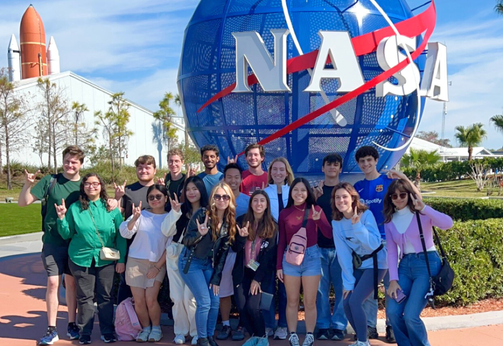 A group of USF Honors LLC students at the Kennedy Space Center in Cape Canaveral, Florida
