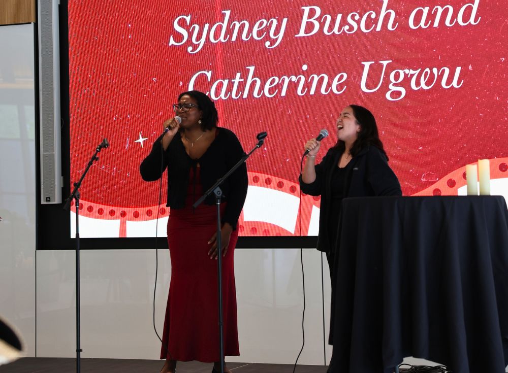Sydney Busch and Catherine Ugwu singing a duet of "For Good" from Wicked