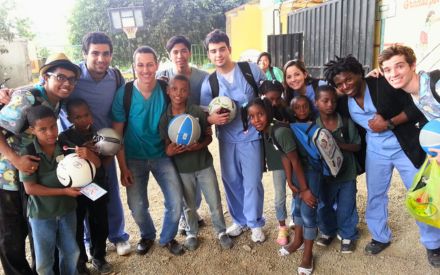 Bryce Montane and other pre-med students pose for a picture on a medical service trip.