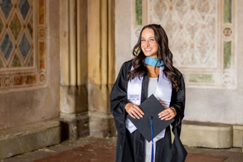 Carly Durgin in her master's cap and gown