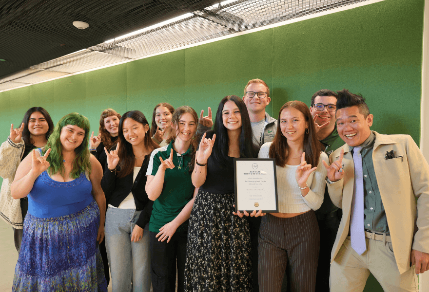 Climate-Teach In students and staff pose with their CASE Award