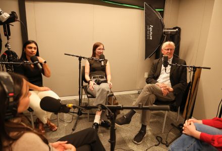 Abigail Brake, Alison Frate, and Dr. Gregory Smogard discuss in the Honors AV studio the Global Consulting course experience.