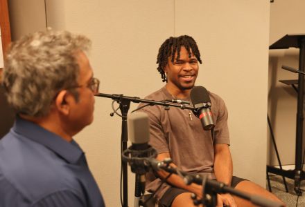 Daniel Anderson discusses the Leadership in Literature and Film course with Professor Deepak Singh in the Honors Video Studio