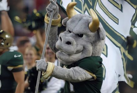 Frank Cabano in a Rocky the Bull costume at a USF football game