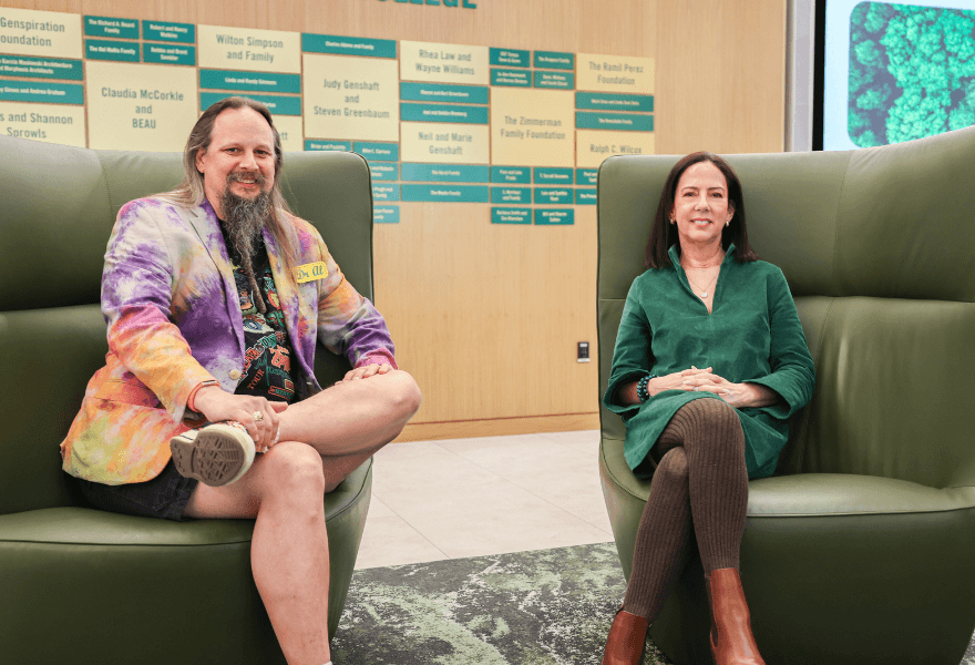 Al Blanchard (left) and Clara Villaneuva (right) in the Judy Genshaft Honors College