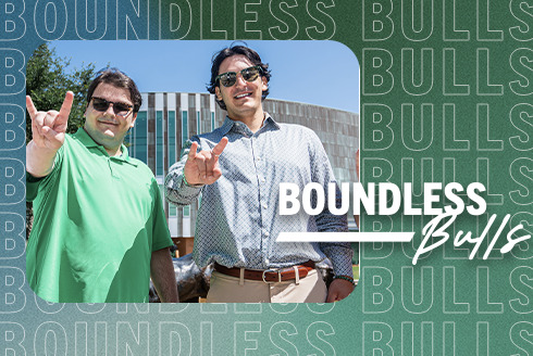 Two USF brothers, Evan and Jonathan Fueyo posing with Go Bulls hand-sign - Boundless Bulls