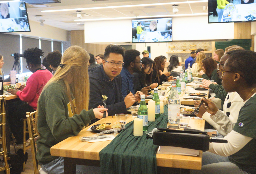 Honors students enjoy the Original Cuban Sandwicha and 1905 Salad in the Leona Genshaft Food and Culture Studio.