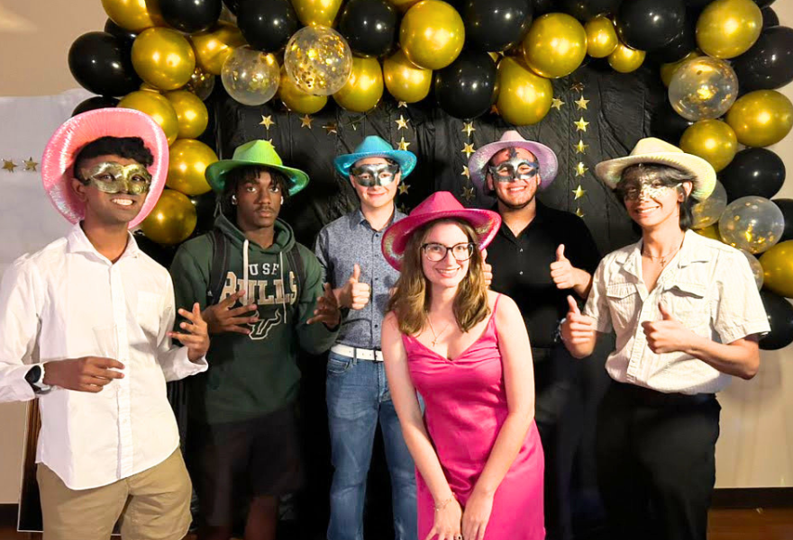 Dj Bernadotte with friends at the Honors Living Learning Community "Honors Prom" event