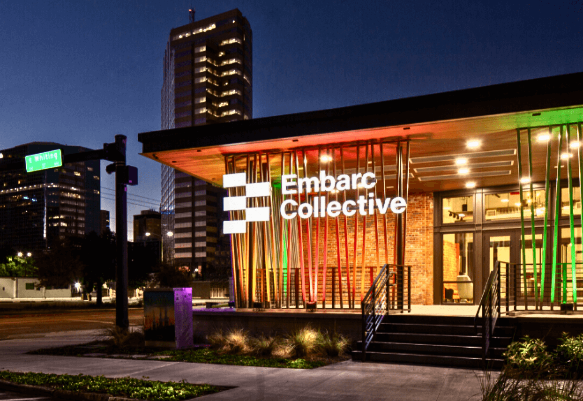 Embarc Collective logo outside building