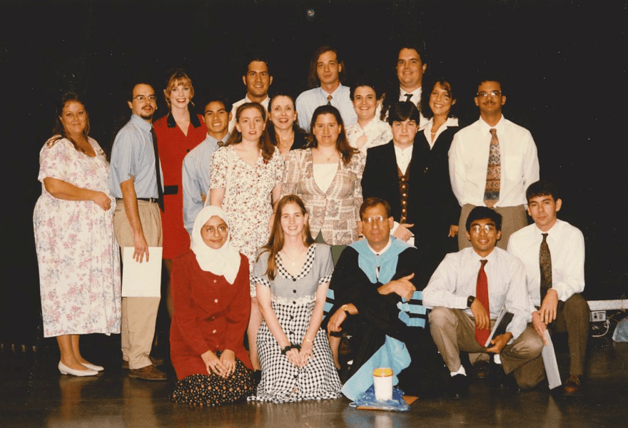 Dean Silverman with an early graduating class of the Honors program