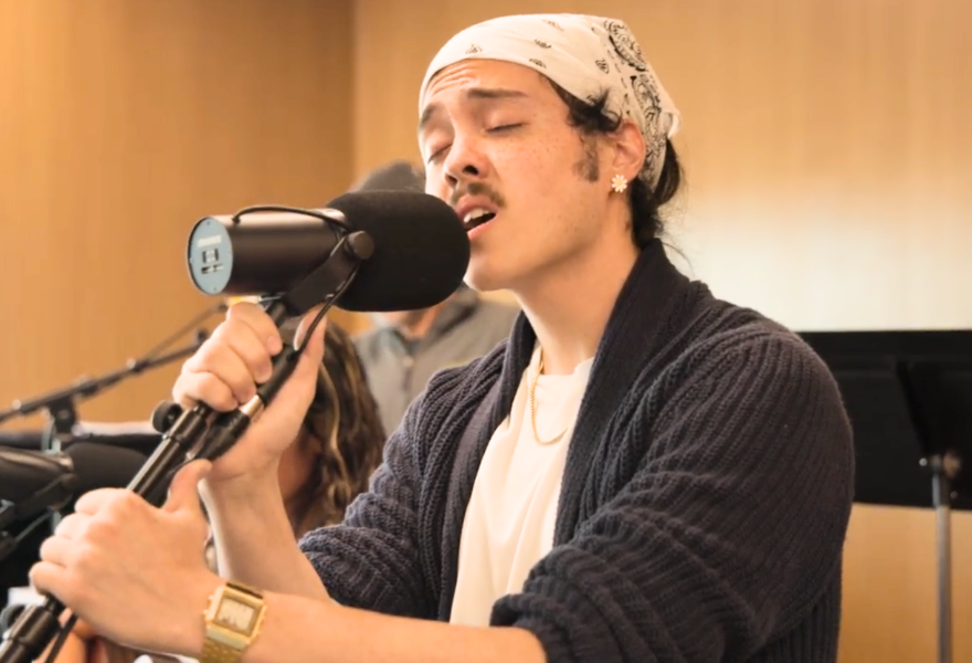 Jacob Ramirez sings in mic