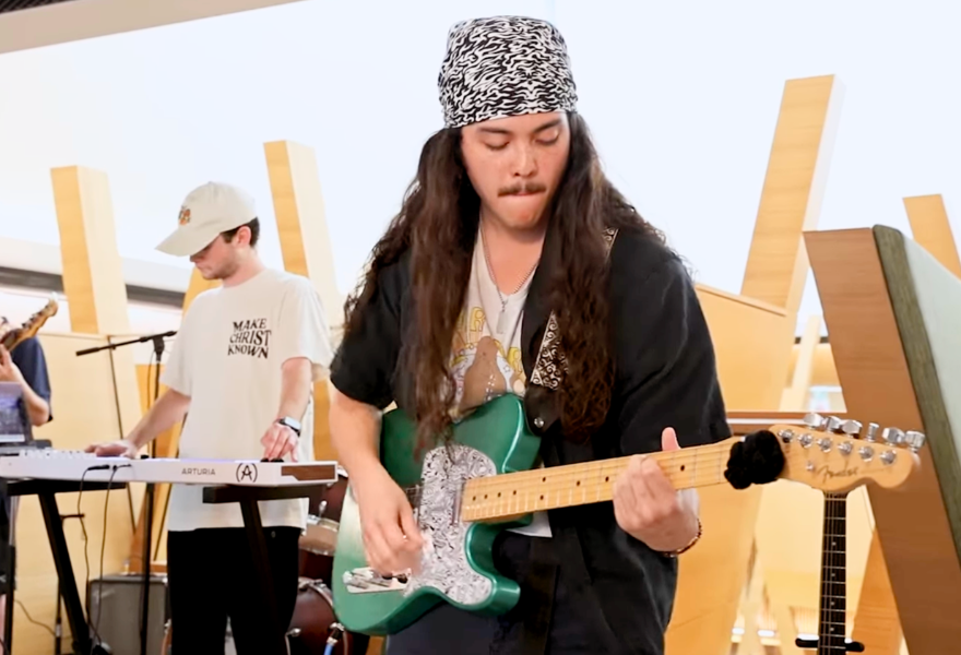 Jacob Ramirez playing electric guitar