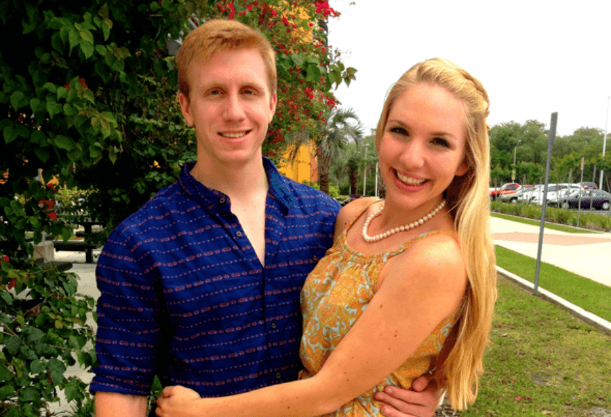 Patrick and Savanah Mullen outside Juniper Poplar hall