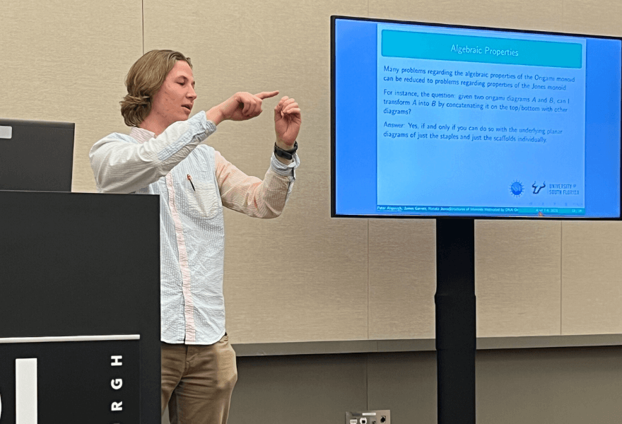 Peter Alspaugh presenting on his algebraic research
