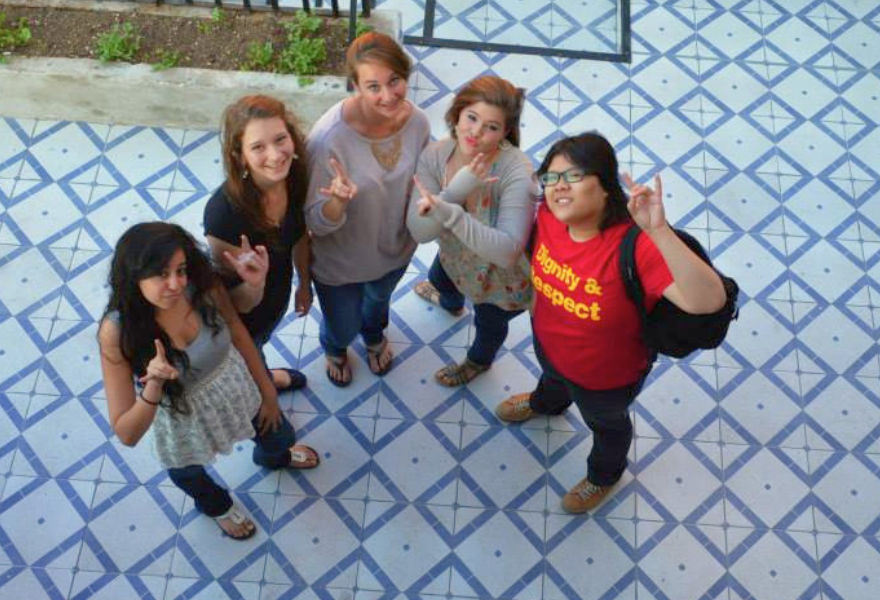 Sy-Woei Hao with friends from the Honors College looking up at the camera