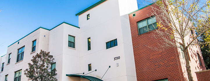 low angle of Magnolia Apartments Exterior 