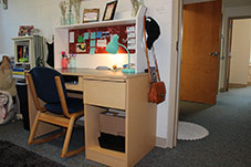 Desk with a hutch and chair