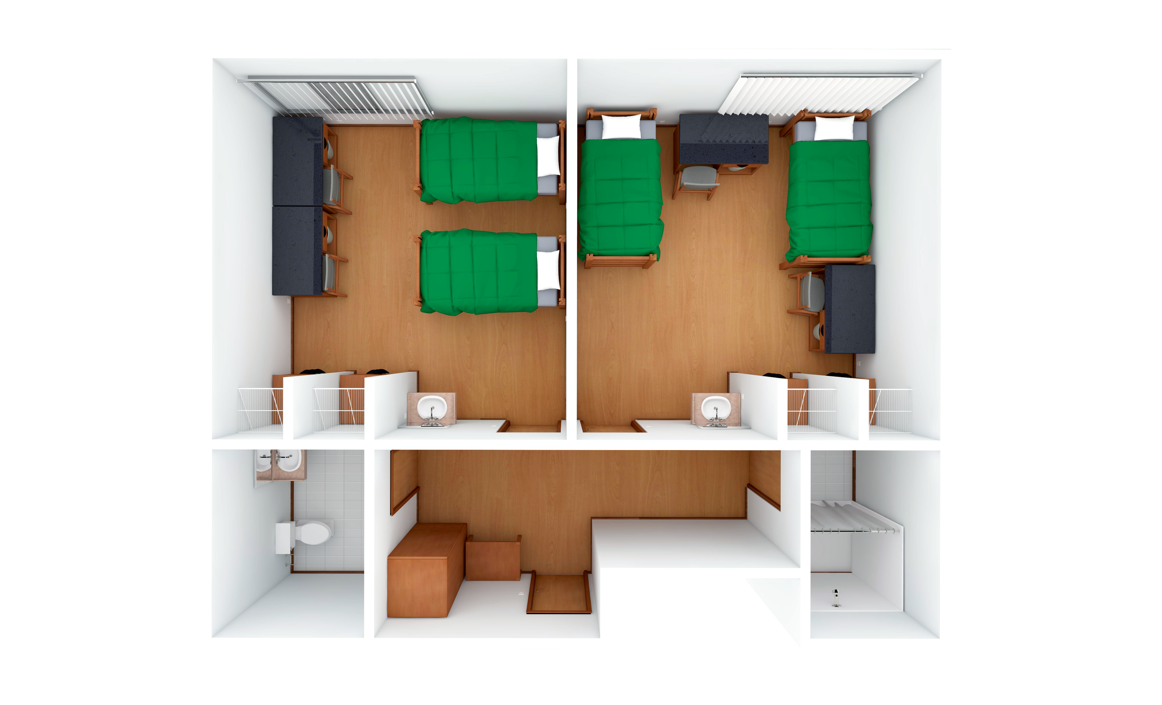 Suite room in Cypress Suites, undecorated