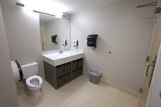 another bathroom with one sink and toilet