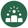green circle with leader and two people icons