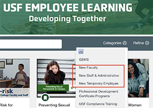 categories in USF Employee Learning