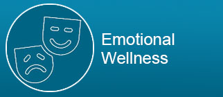 Emotional wellness button with happy and sad face
