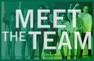 People waving with text "meet the team"