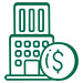 Office building with money symbol