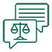 justice scale and speech bubble