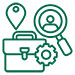 illustration of toolbox, person, magnifier glass