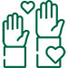 rasied hands and hearts