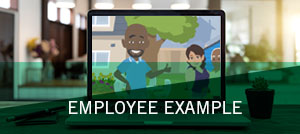 Employee example, screeshot of cartoon employee