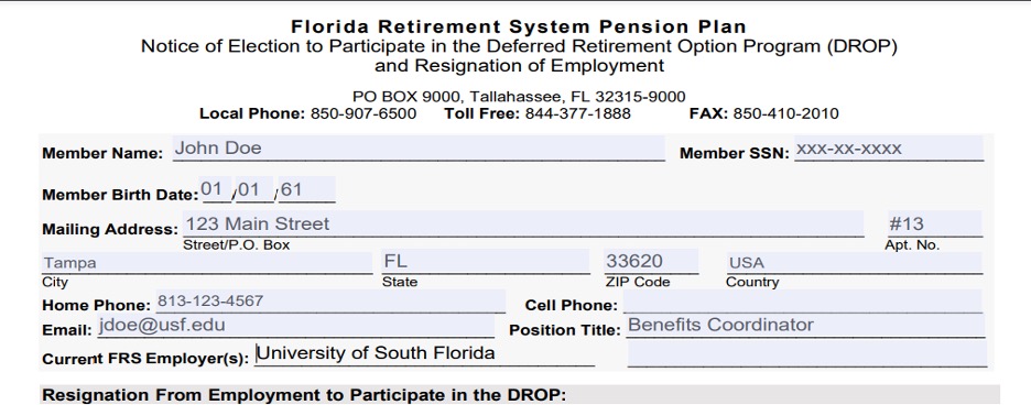 Example of DP-ELE Form