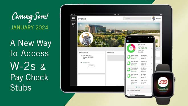 ADP to access W-2s and pay stubs in January 2024