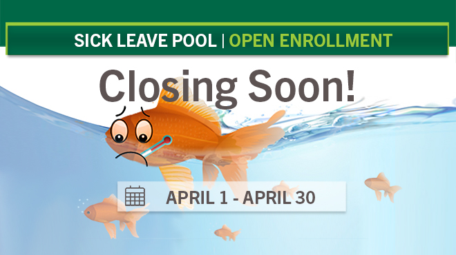 diorama of campus, sick leave pool open enrollment April 1-30