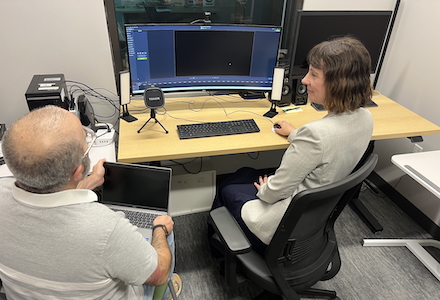 desk view of tampa faculty production room