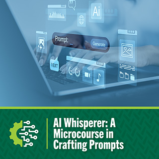 a laptop with a screen that reads AI and a prompt search bar