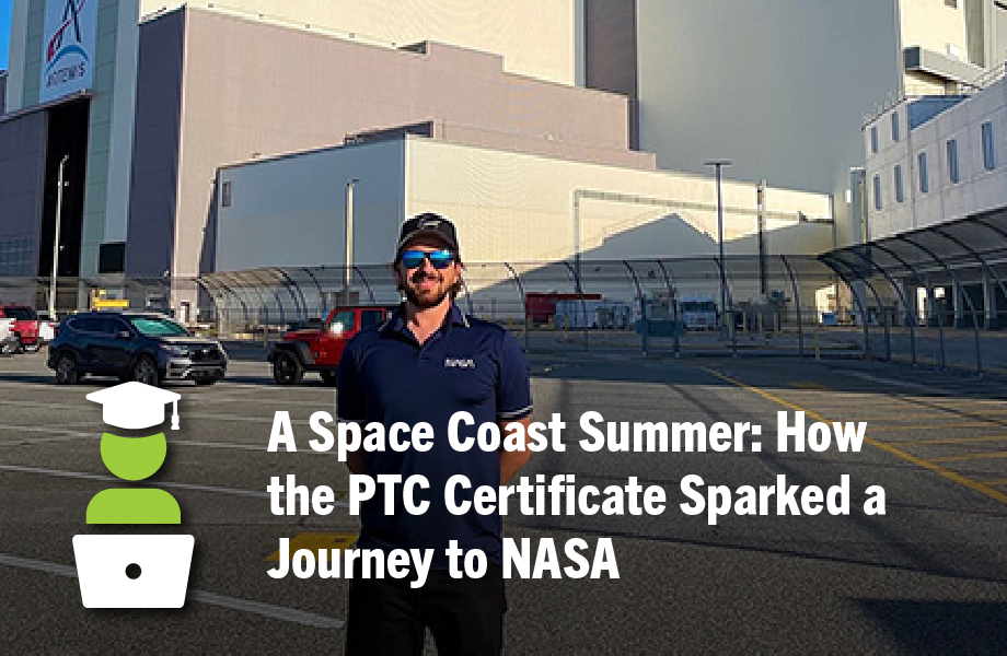Ryan stapf stands in font of building at nasa